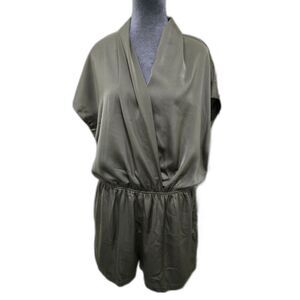 Women's Olive Green Silky Polyester Romper Size XL
